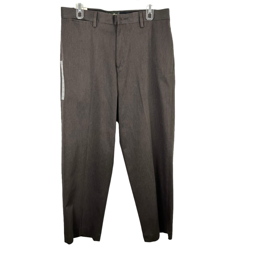 EDDIE BAUER Brown NEW Mens PANTS 34 X 30 Classic Fit Wrinkle Resistant Work